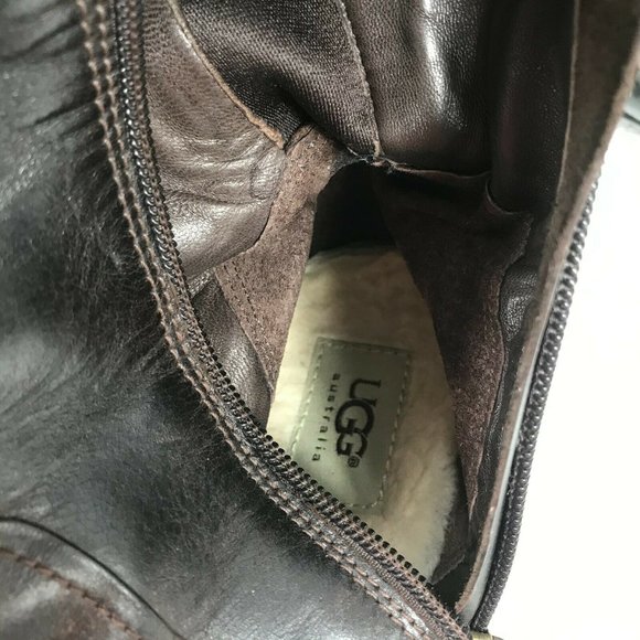 UGG Brown Leather Combat Boots - Picture 8 of 12